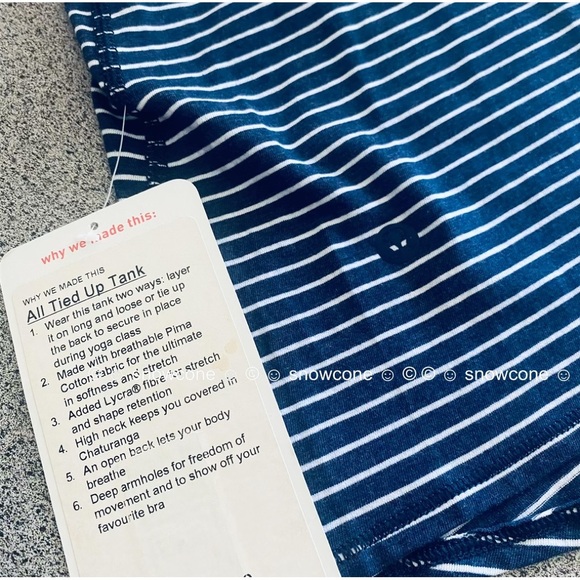 NWT Lululemon All Tied Up Tank Blue stripes - Picture 9 of 12
